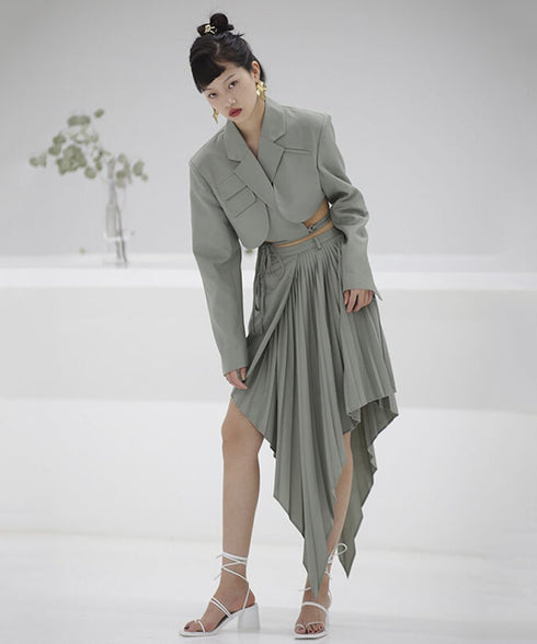 Curved Hem Cropped Jacket